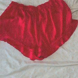 Silky red shorts